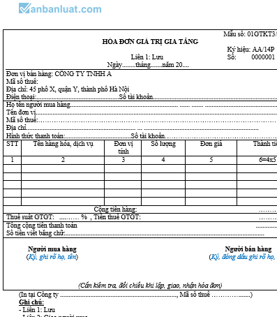 Mẫu hóa đơn chiết khấu trong công ty TNHH hai thành viên trở lên